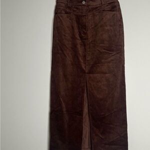 Brown Corduroy Midi Skirt
